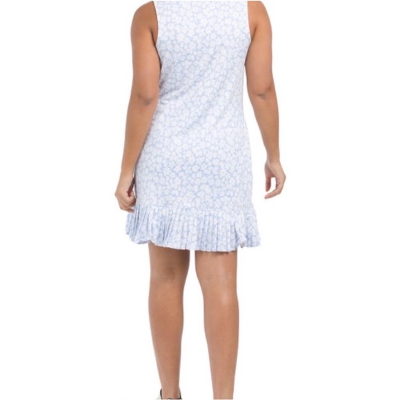 Laura Ashley Blue Floral Golf Tennis Dress XL Sleeveless Ruffle Hem Preppy - Picture 4 of 8